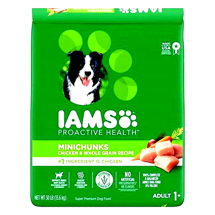 dry dog food with meat chunks