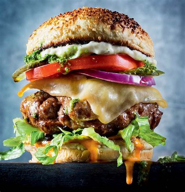 moist meaty burger with cheddar cheese